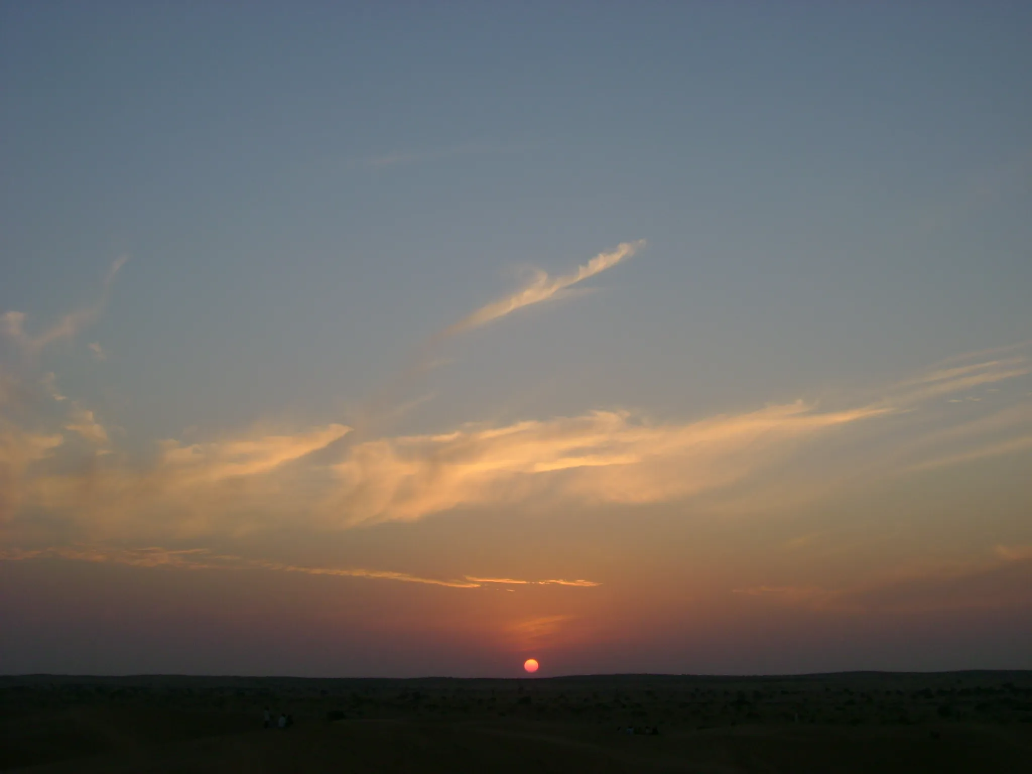 Taxi on the open desert highway between Jaisalmer and the Sam Sand Dunes