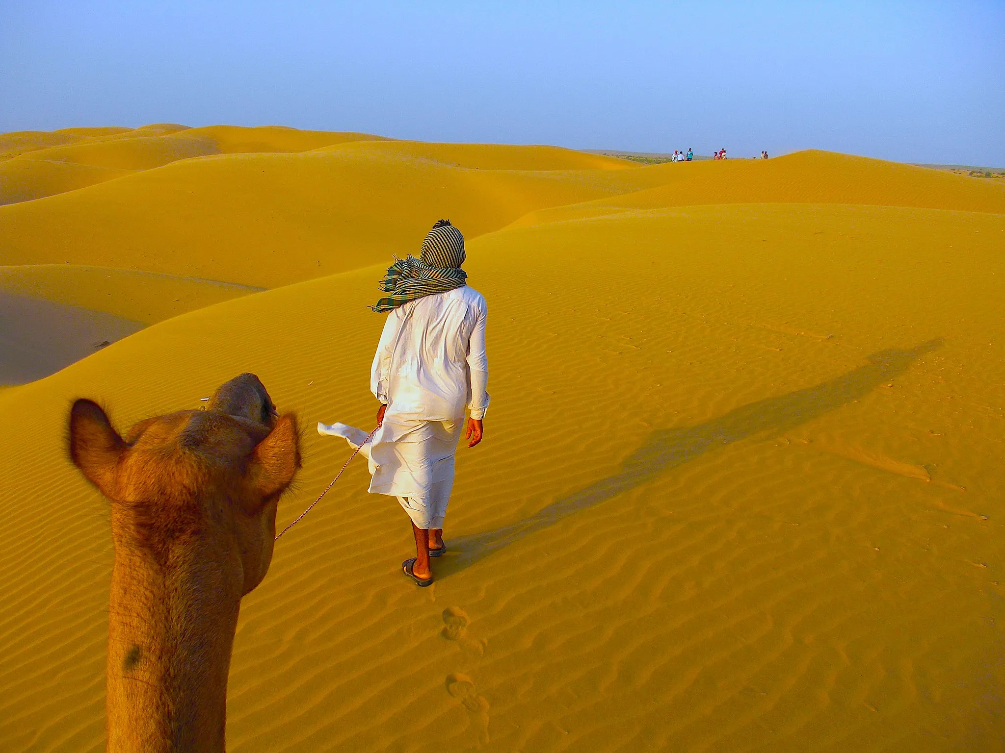Trotters desert camp staff welcoming guests near Jaisalmer